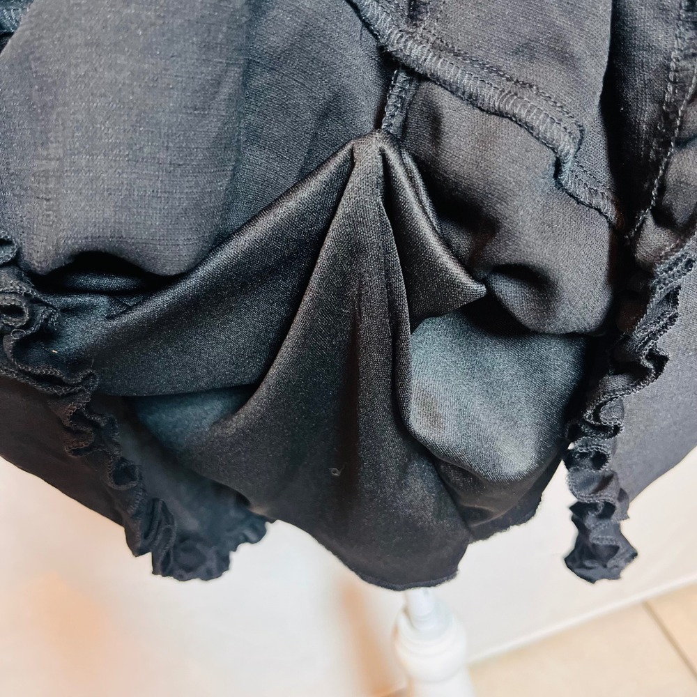 Trixxi Francesca's Black Ruffle Mini Dress V-Neck Puff‎ Sleeve L NEW Rodeo - Picture 12 of 15